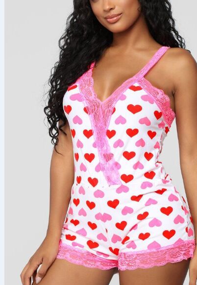 Hearts One Piece Pajama Set