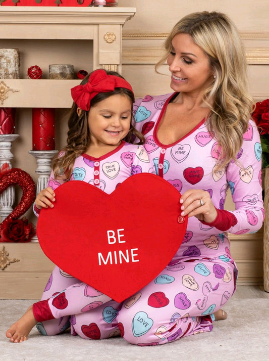 Matching Love Print Pajamas Sets