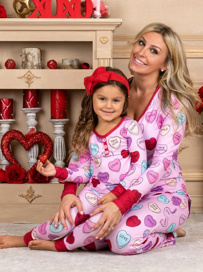 Matching Love Print Pajamas Sets