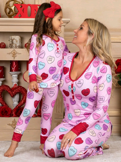 Matching Love Print Pajamas Sets