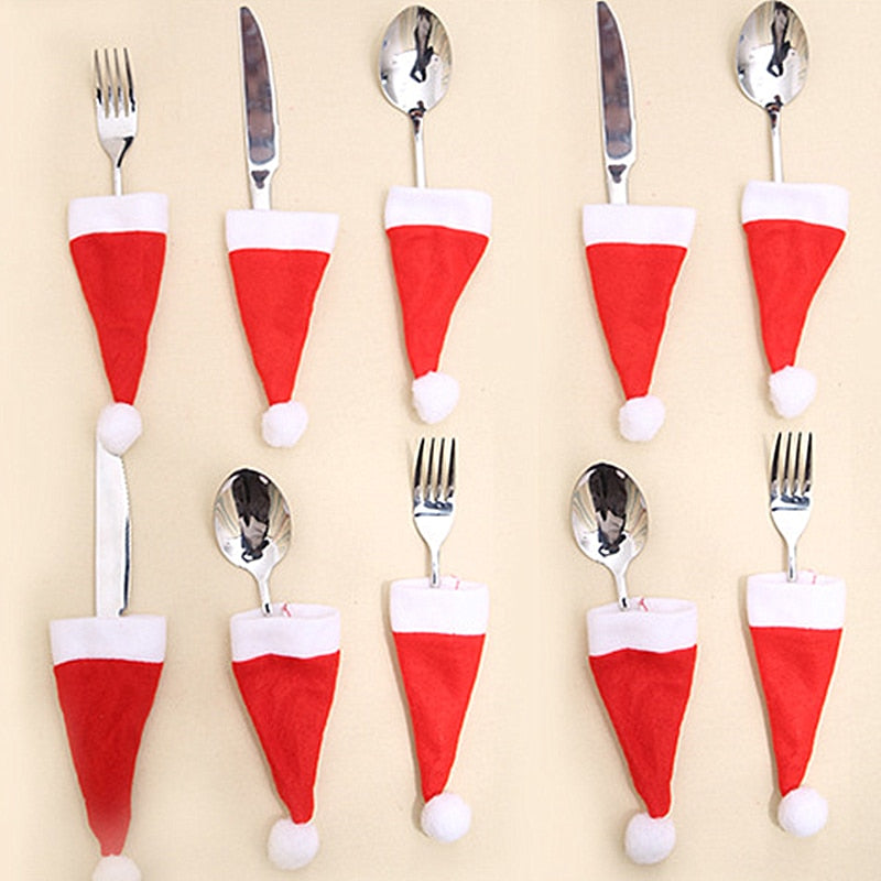 Santa Hat Silverware Covers