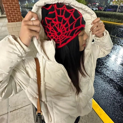 Spider Web Printed Knitted Pullover Wool Hat