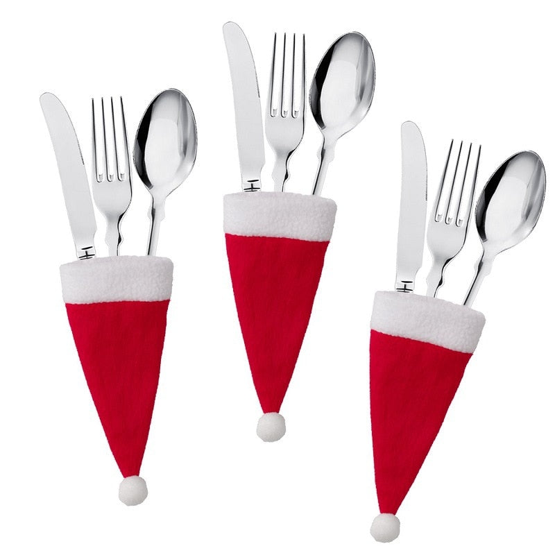 Santa Hat Silverware Covers