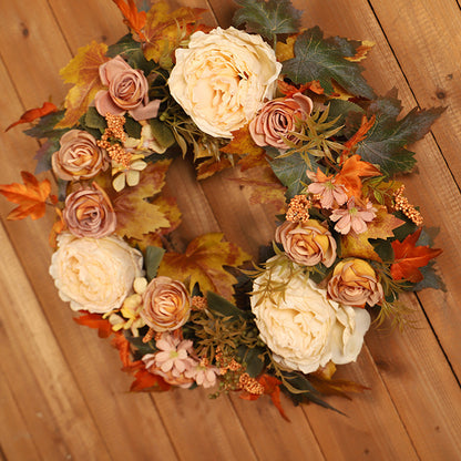 Fall Peony Maple Leaf Wreath