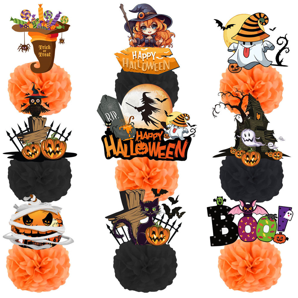 9PCS Halloween Honeycomb Table Centerpieces