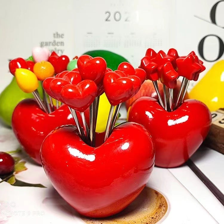 Heart Shaped Stainless Steel Fruit Forks