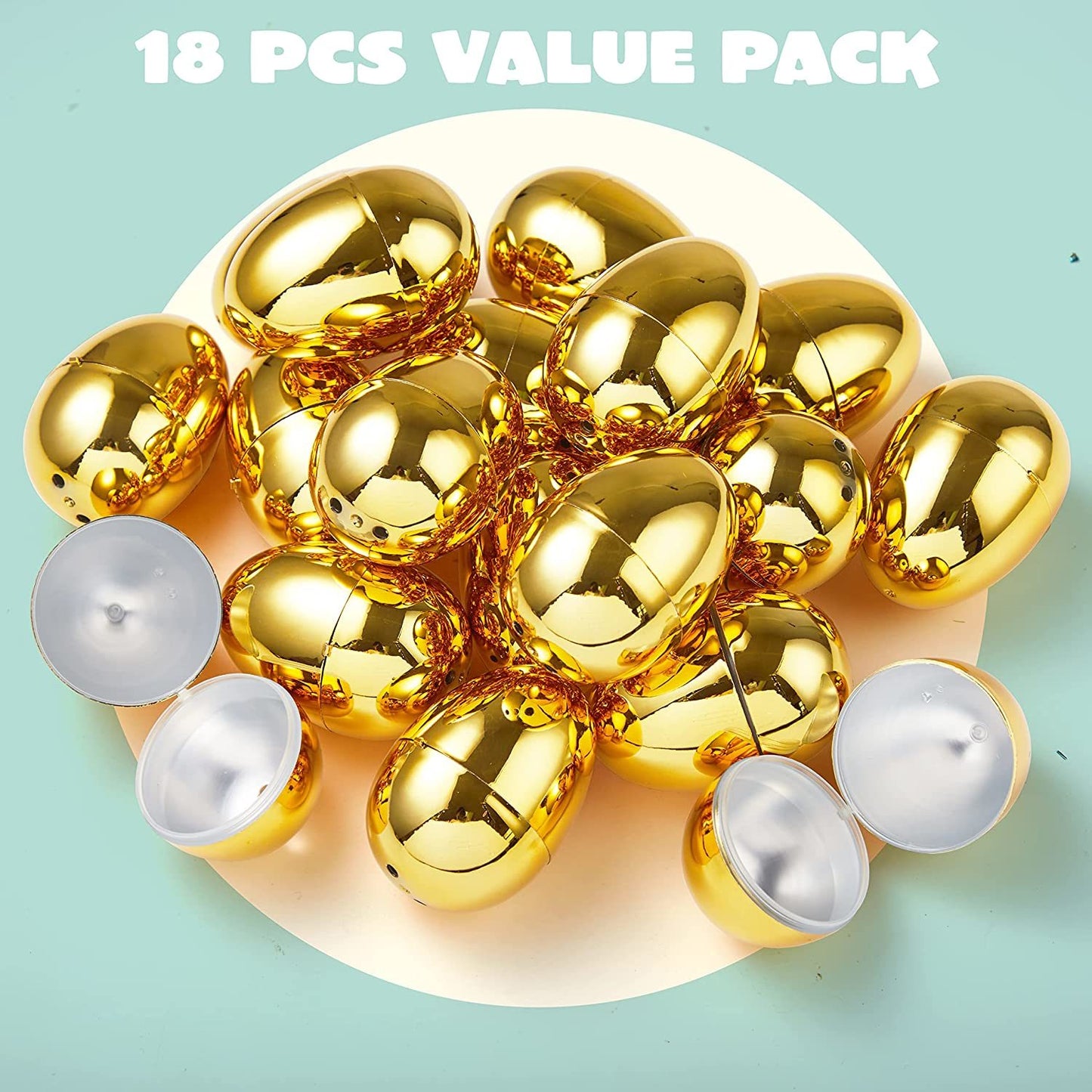 2.3" Fillable Golden Easter Eggs (18pcs)