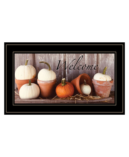 "Welcome" Pumpkin Wall Art ( Black Frame)