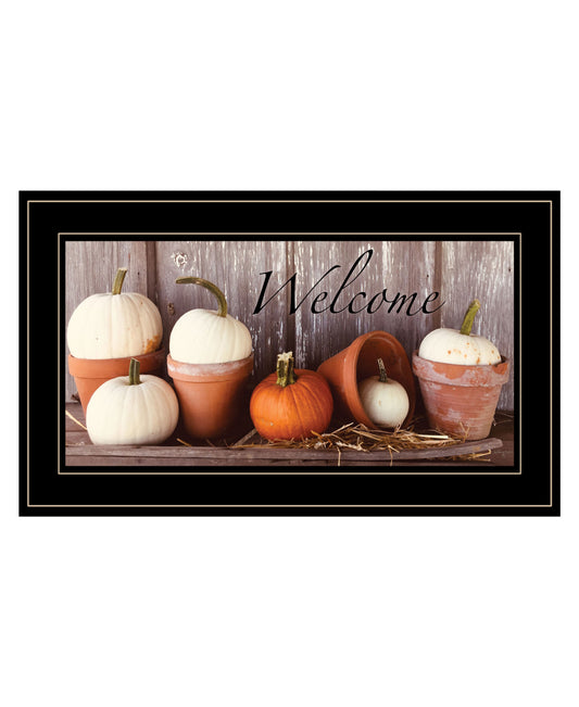 "Welcome" Pumpkin Wall Art ( Black Frame)