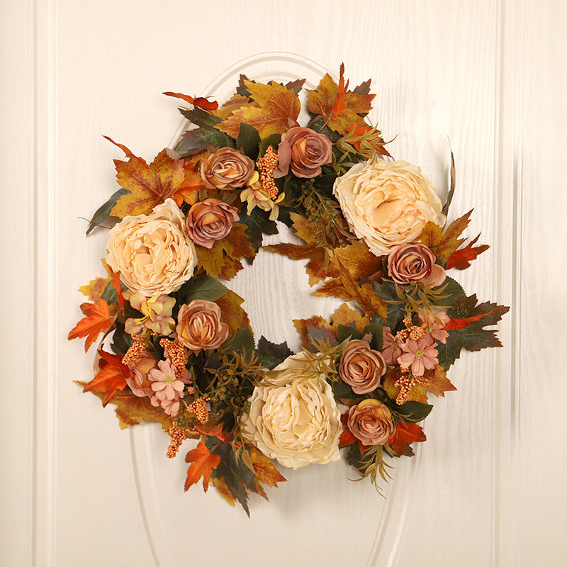 Fall Peony Maple Leaf Wreath