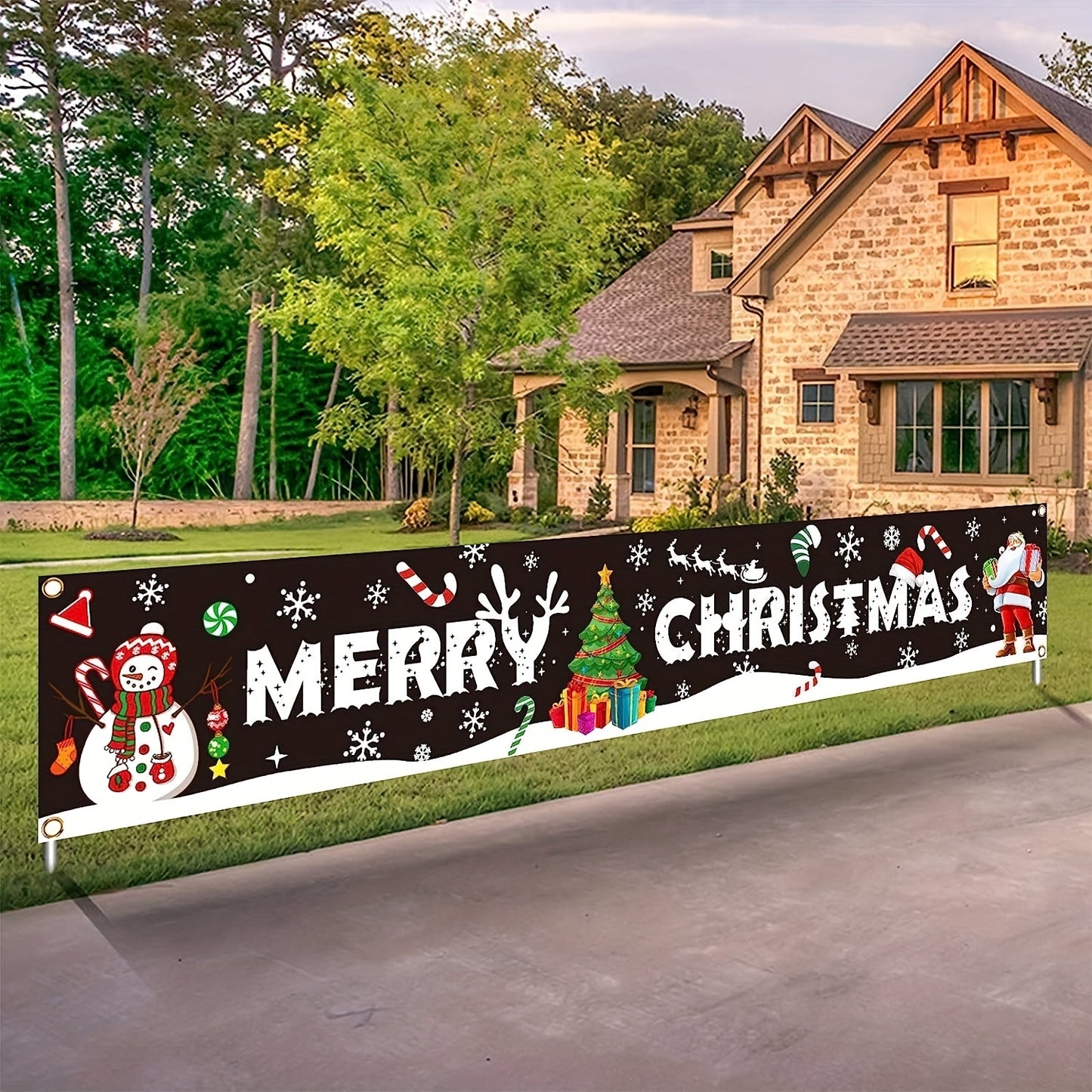 Festive Large Merry Christmas Banner