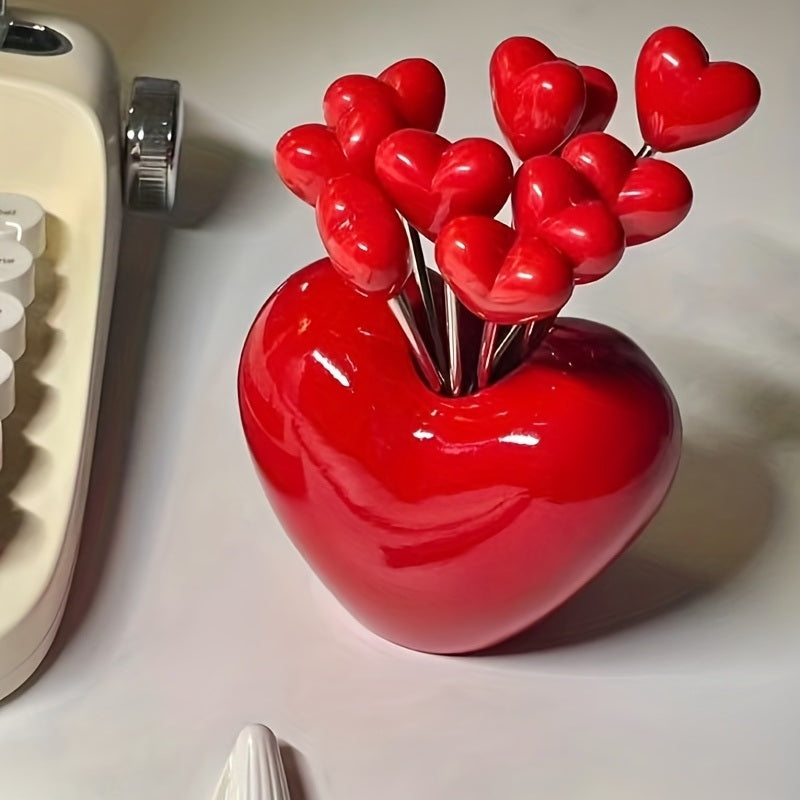 Heart Shaped Stainless Steel Fruit Forks