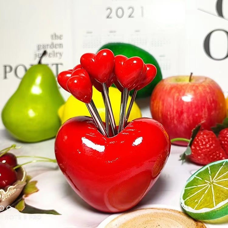 Heart Shaped Stainless Steel Fruit Forks