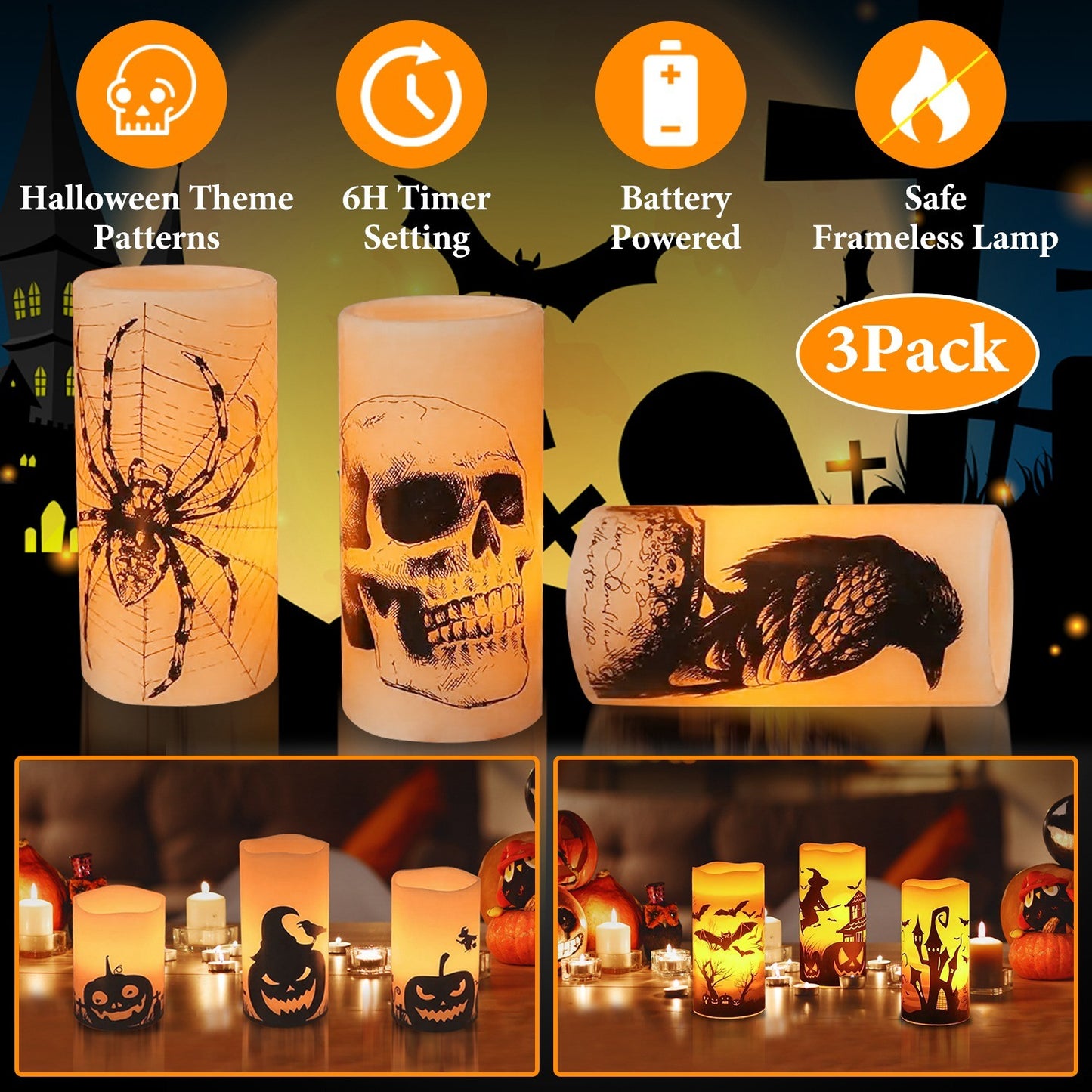 Halloween Flameless Candel Set