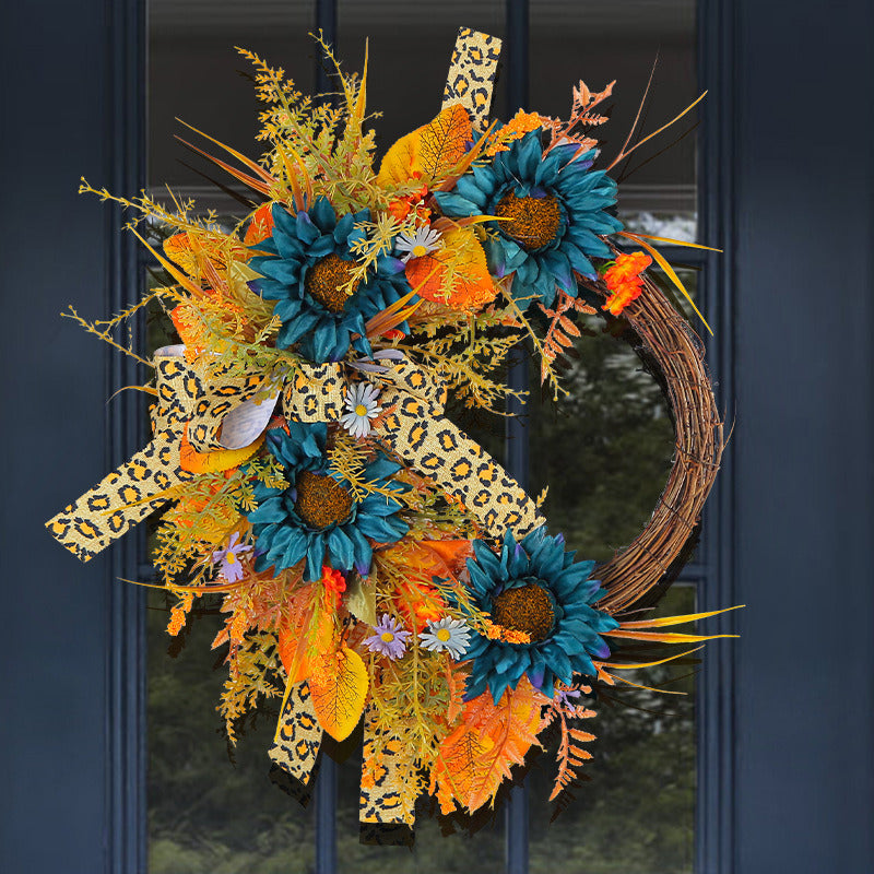 Blue Sunflower Wreath