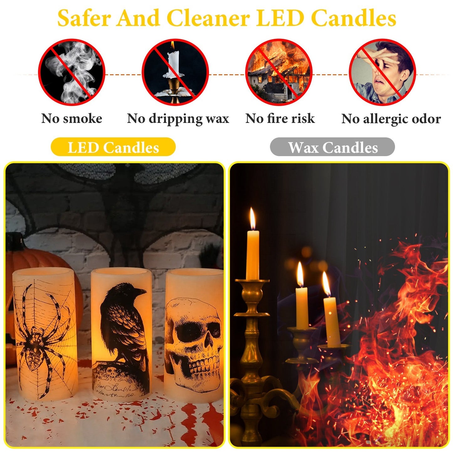 Halloween Flameless Candel Set