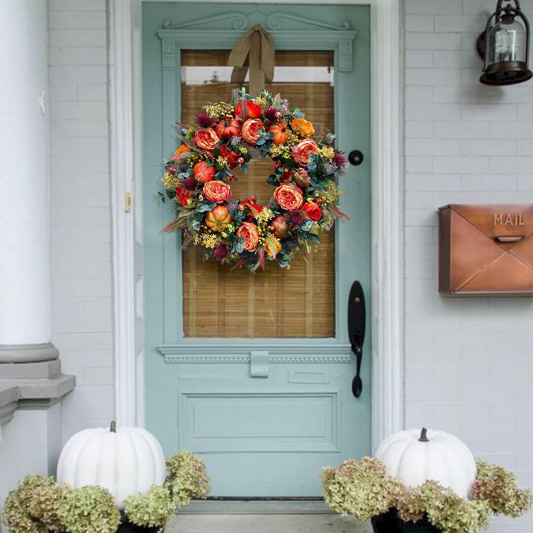 Fall Peony and Pumpkin Wreath