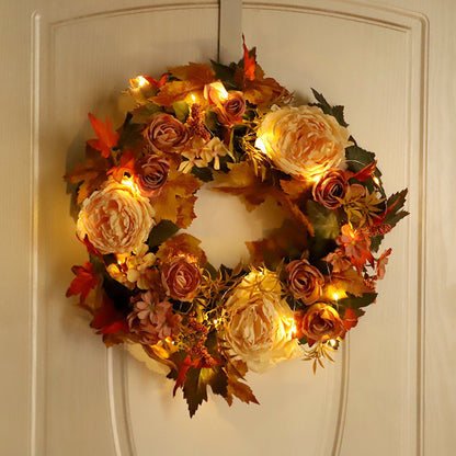 Fall Peony Maple Leaf Wreath