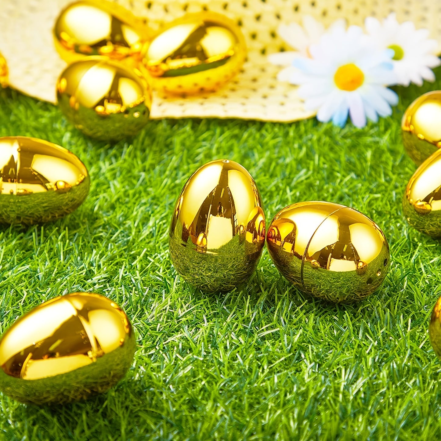 2.3" Fillable Golden Easter Eggs (18pcs)