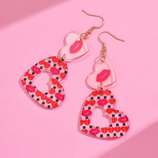 Heart Shape Pendant Hook Earrings