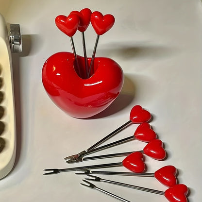 Heart Shaped Stainless Steel Fruit Forks