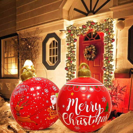 Christmas Ball 2Pcs Outdoor Decorations Extra Large PVC Balls With Joy Tree Hohoho Patterns