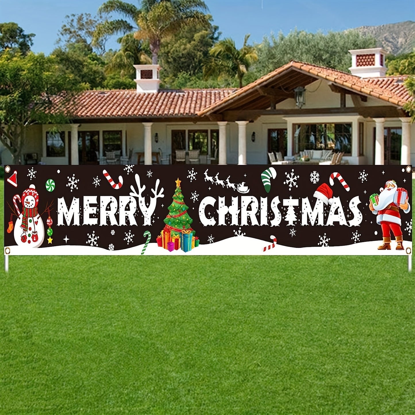 Festive Large Merry Christmas Banner