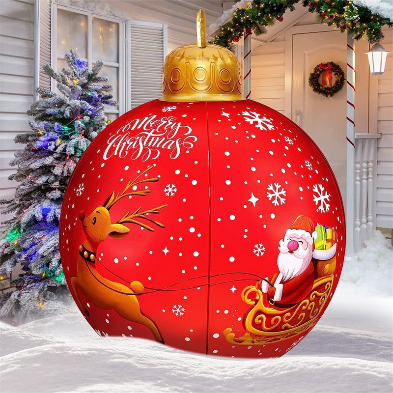 Christmas Ball 2Pcs Outdoor Decorations Extra Large PVC Balls With Joy Tree Hohoho Patterns