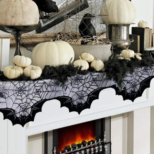 Halloween Lace Fireplace Mantle Scarf