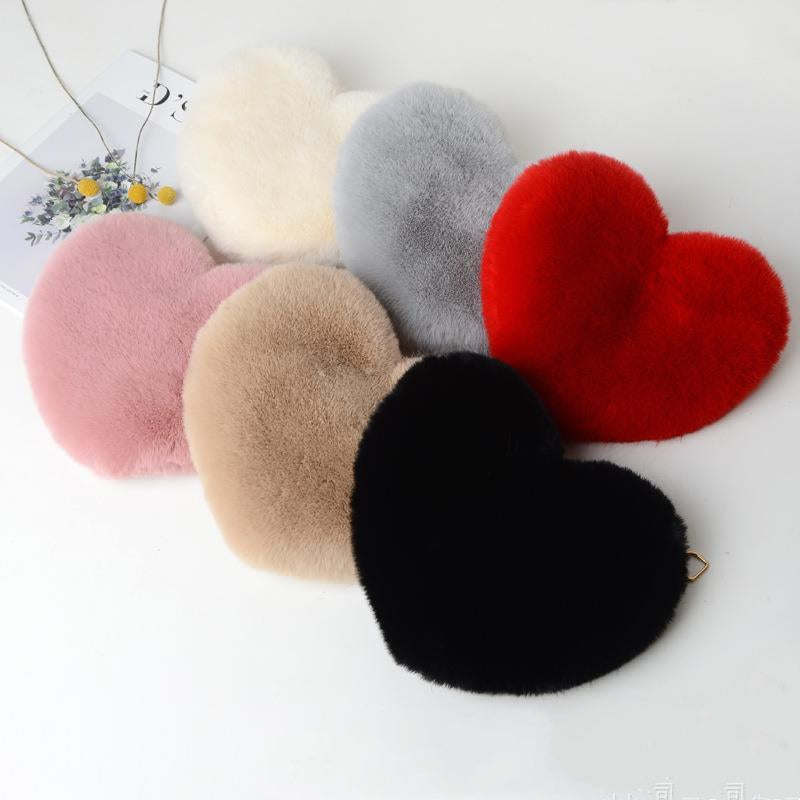 Heart Shaped Plush Chain Shoulder Bag