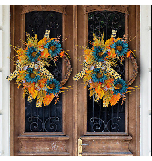 Blue Sunflower Wreath