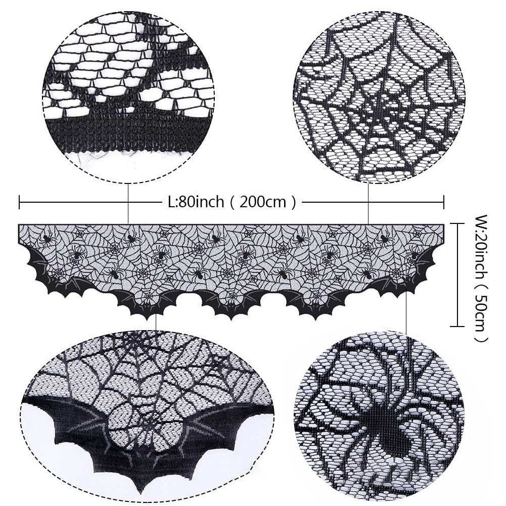 Halloween Lace Fireplace Mantle Scarf