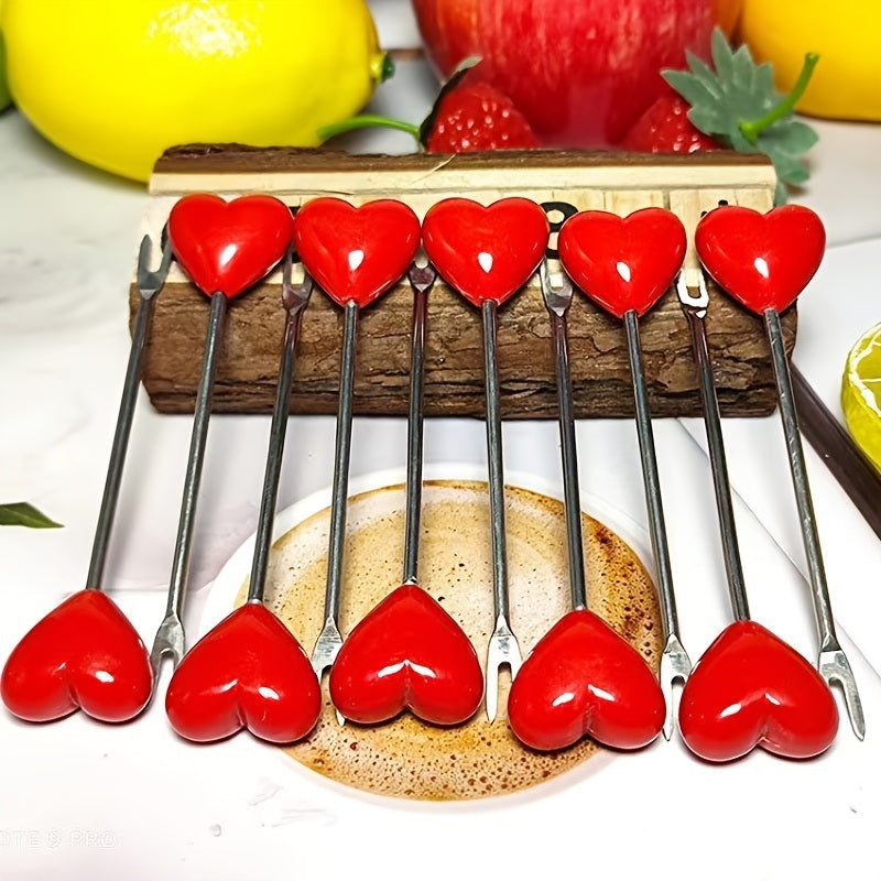 Heart Shaped Stainless Steel Fruit Forks