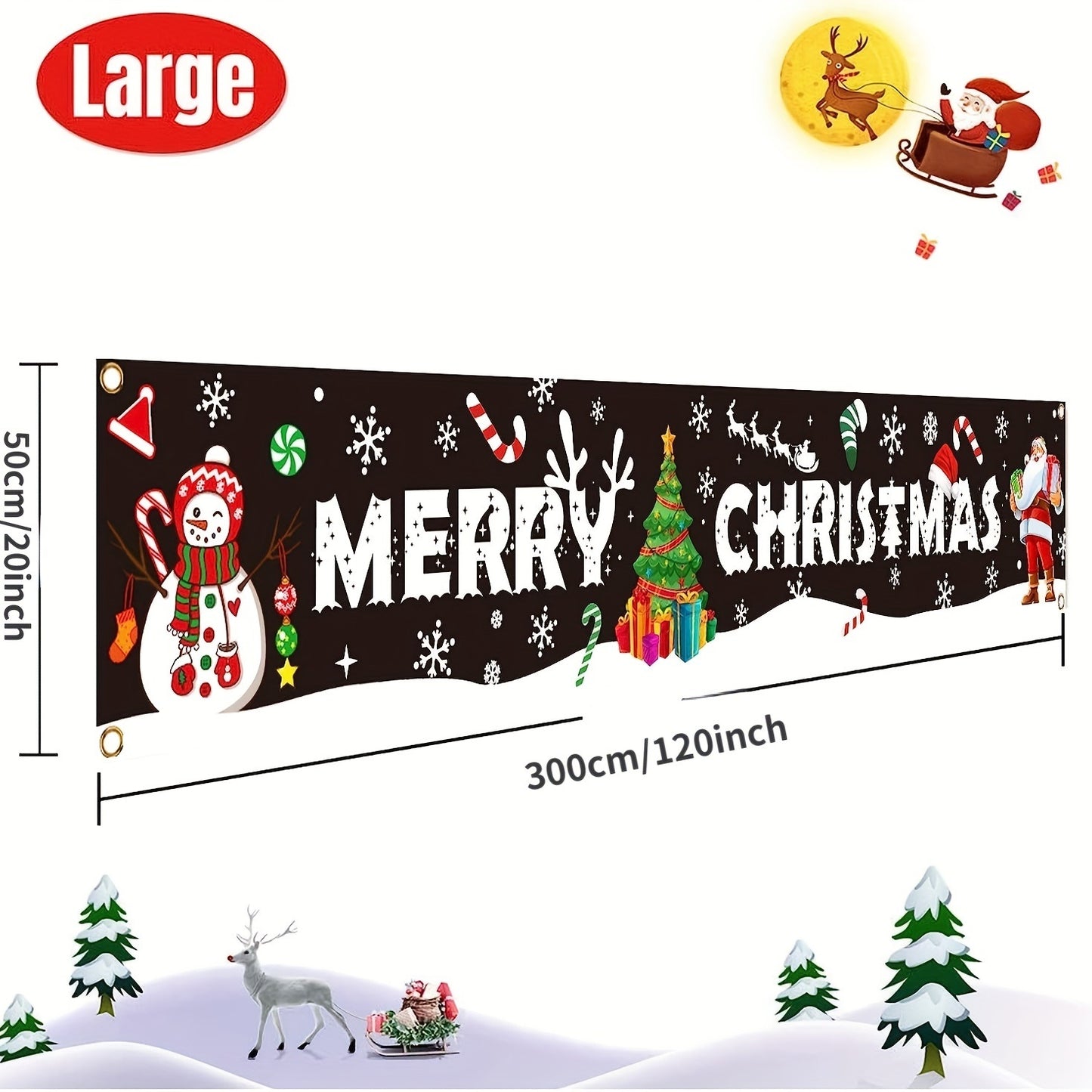 Festive Large Merry Christmas Banner