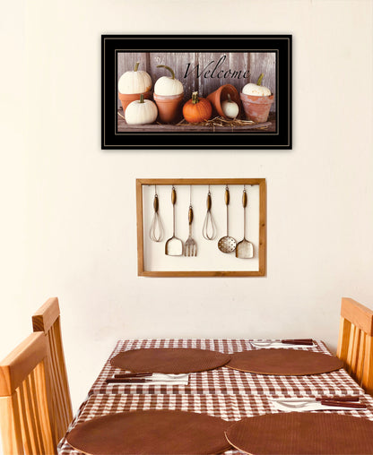 "Welcome" Pumpkin Wall Art ( Black Frame)