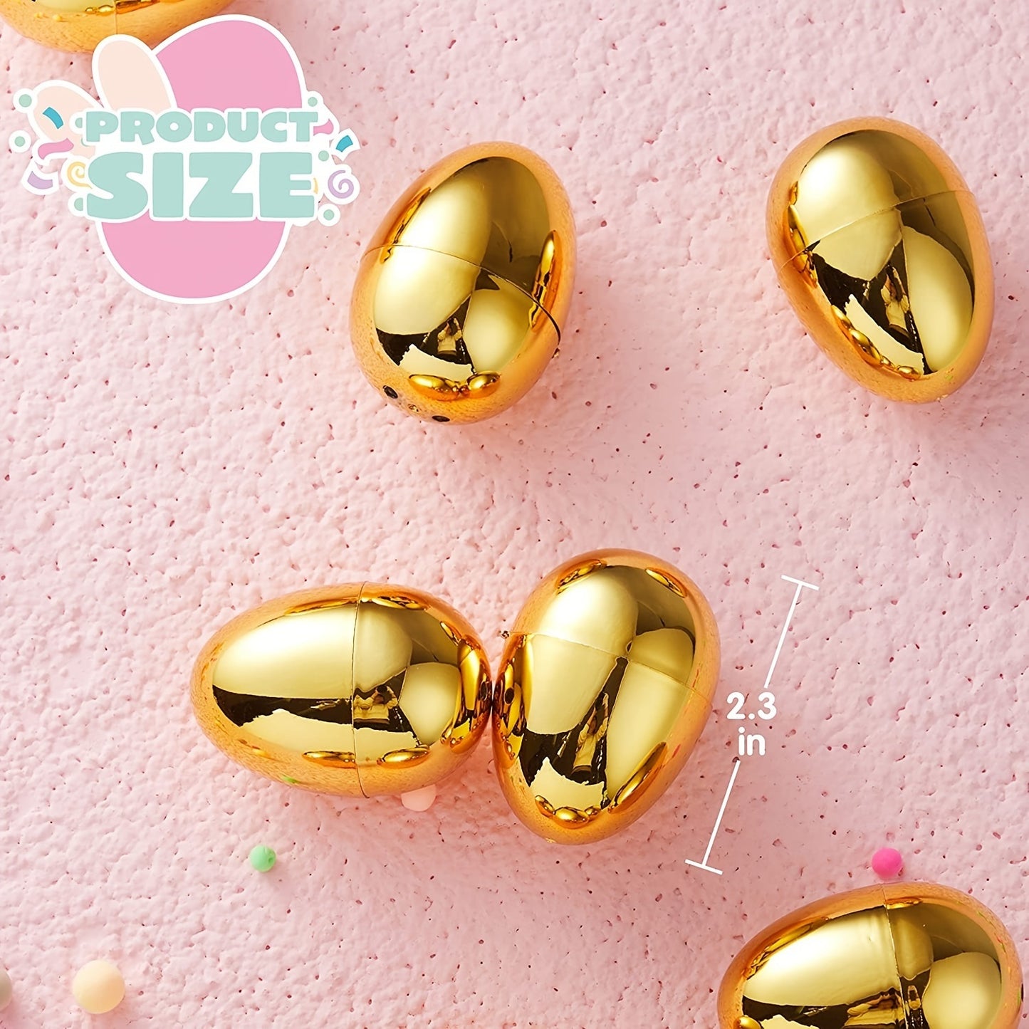 2.3" Fillable Golden Easter Eggs (18pcs)