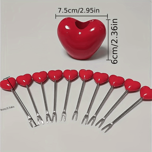 Heart Shaped Stainless Steel Fruit Forks