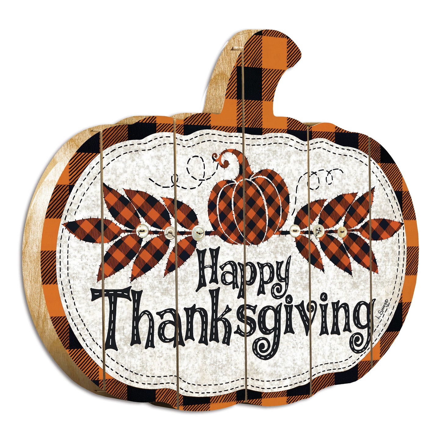 "Happy Thanksgiving" Wooden Pumpkin Wall Art