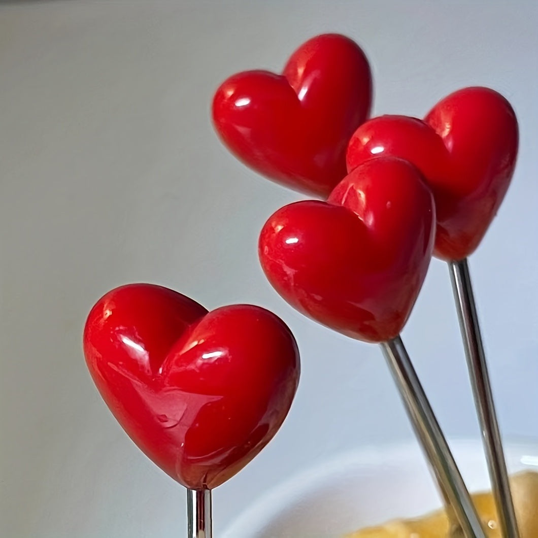 Heart Shaped Stainless Steel Fruit Forks